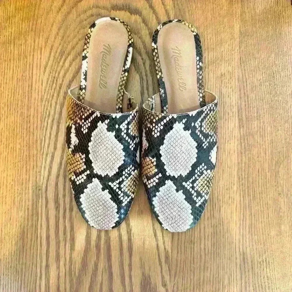 ๐ 6/$60 Madewell Corey Leather Snakeskin Blush Pink Mules Multicolored Flats 6 - Picture 11 of 11